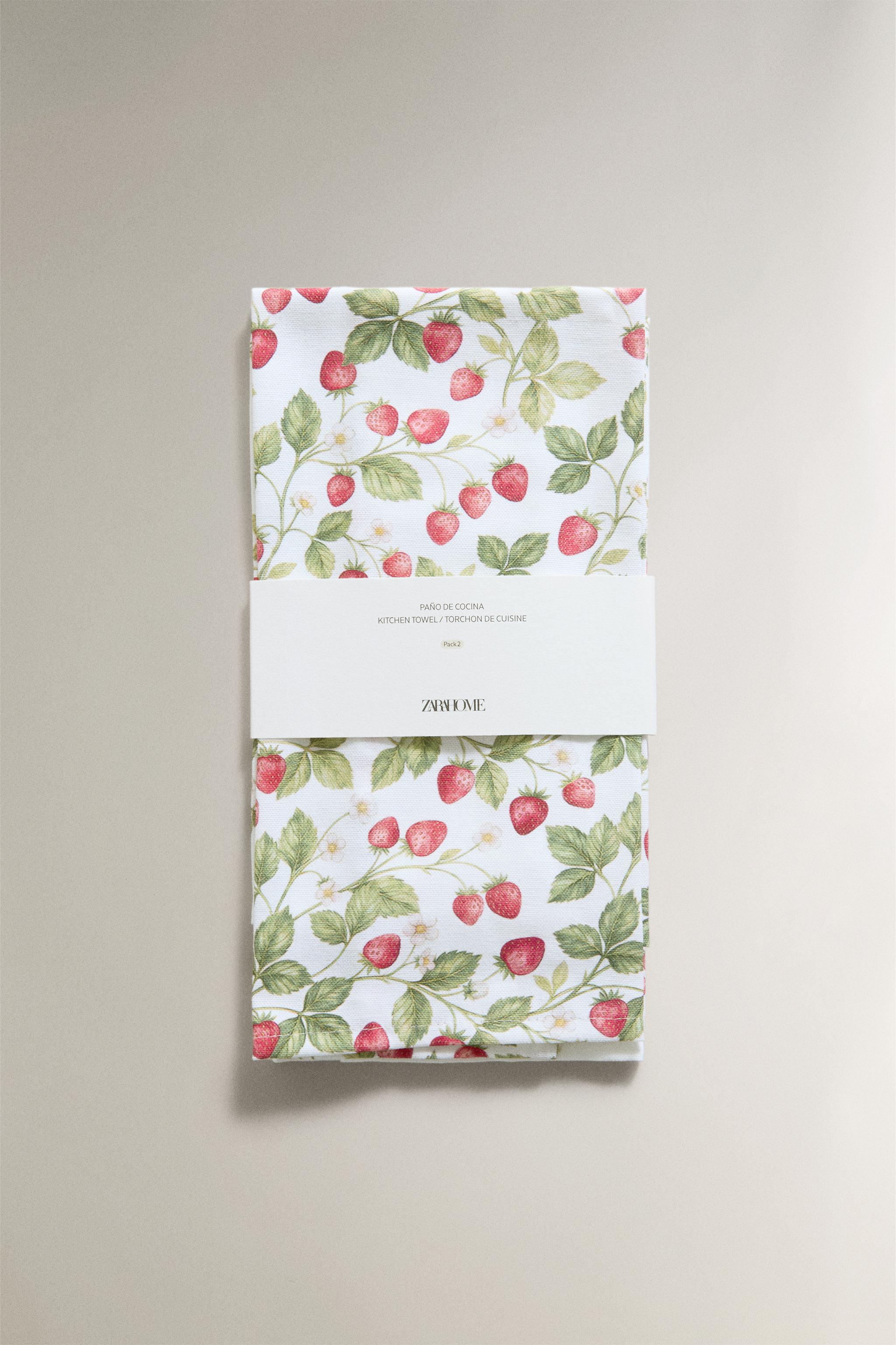 LOT TORCHONS CUISINE FLEURS (LOT DE 2